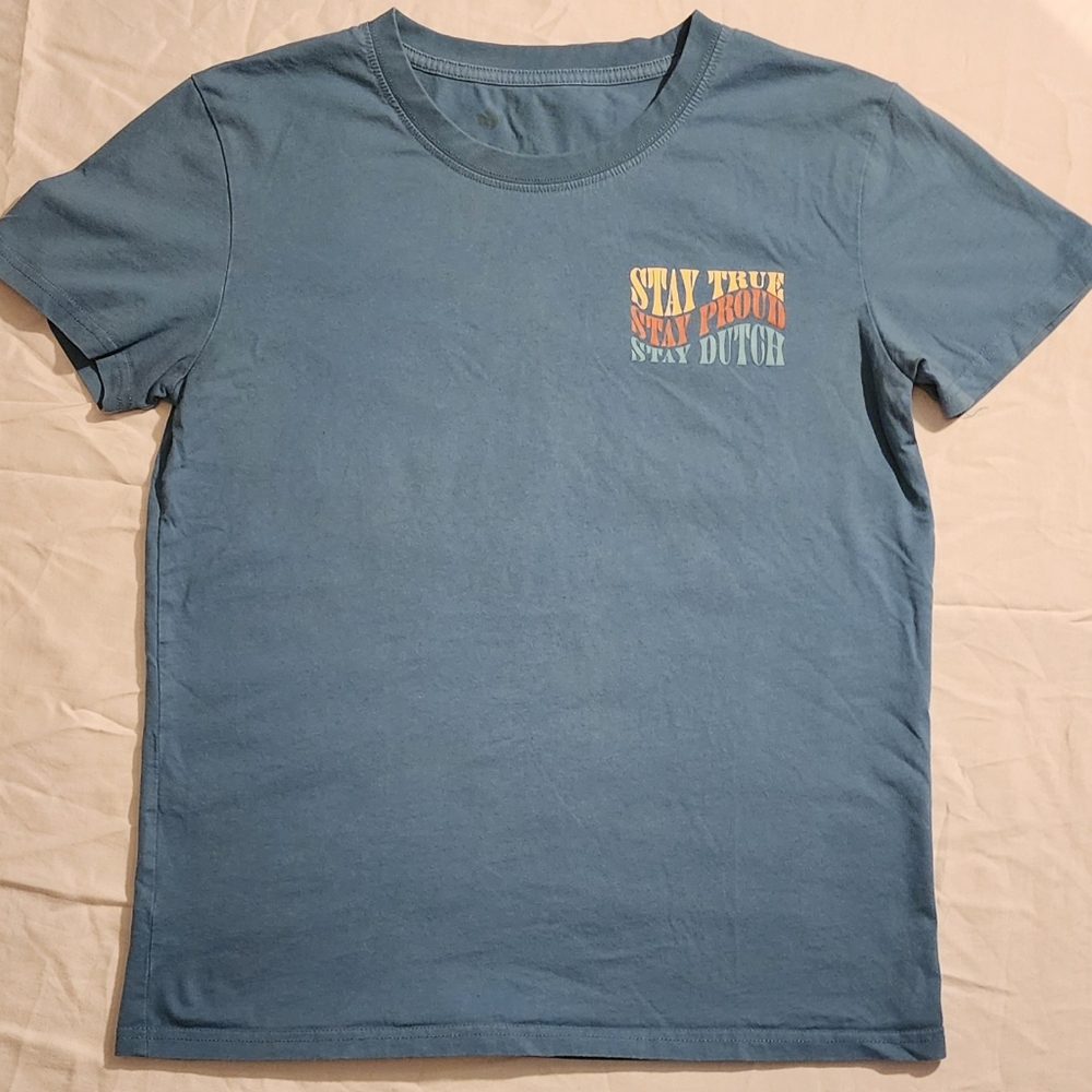 Woman's medium stay true stay proud stay Dutch T-shirt blue